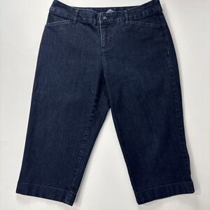 St‎ John Bay Capris Pants Women's 10 Petites Dark Wash Pockets Stretch